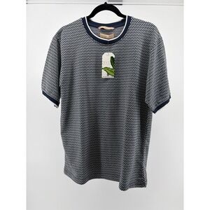 Distortion Crewneck T-Shirt, Geometric Pattern, Men's Size Large S235
